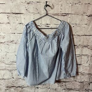 NWT Gap Off The Shoulder Striped Top Blouse Shirt - Size Large